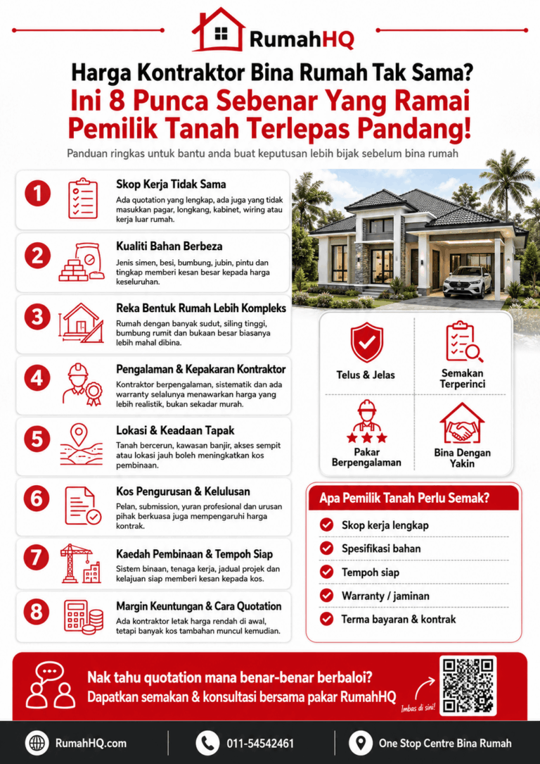 Harga Kontraktor Bina Rumah Tak Sama? Ini 8 Punca Sebenar Yang Ramai Pemilik Tanah Terlepas Pandang! | RumahHQ 2 ChatGPT Image Jul 4 2026 04 48 53 PM 1