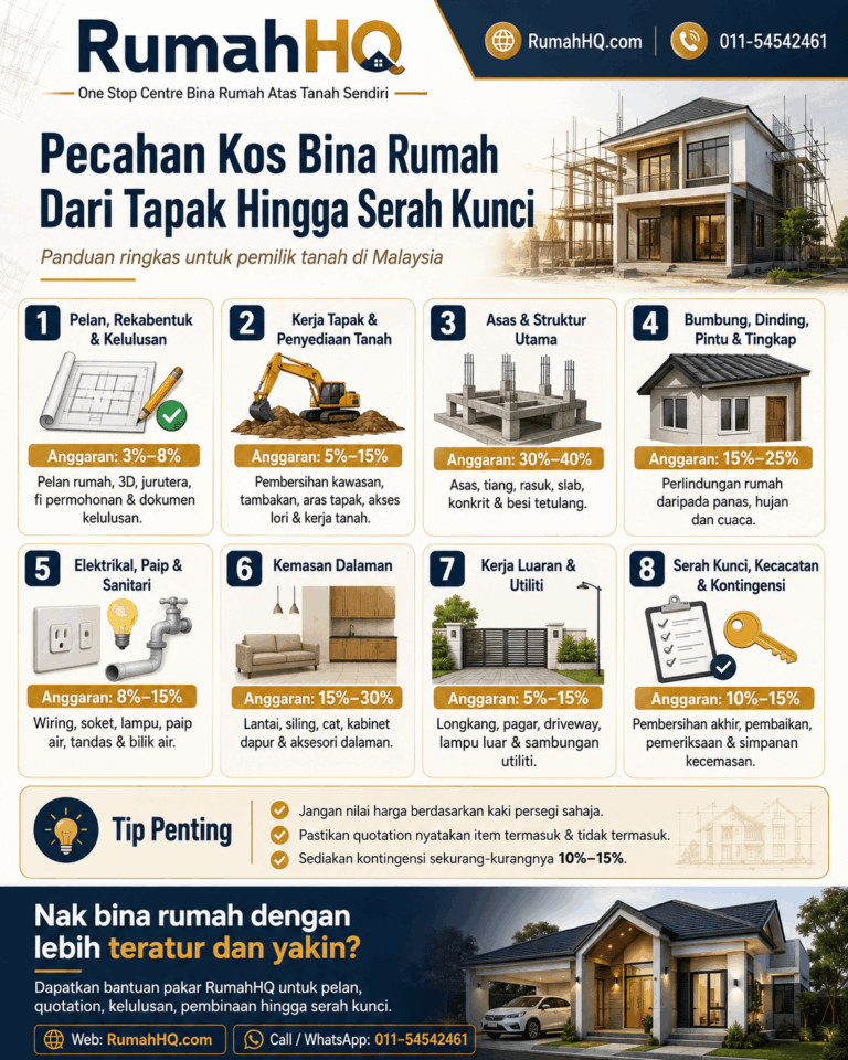 Pecahan Kos Bina Rumah Dari Tapak Hingga Serah Kunci: Ramai Pemilik Tanah Terkejut Bila Tahu Kos Sebenar Ini! | RumahHQ 4 HQ