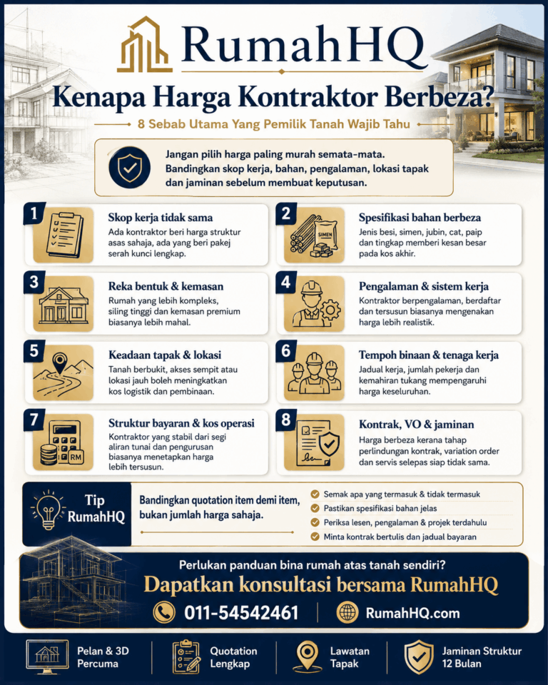 Harga Kontraktor Bina Rumah Tak Sama? Ini 8 Punca Sebenar Yang Ramai Pemilik Tanah Terlepas Pandang! | RumahHQ 5 Harga Kontraktor Bina Rumah Tak Sama Ini 8 Punca Sebenar Yang Ramai Pemilik Tanah Terlepas Pandang.p