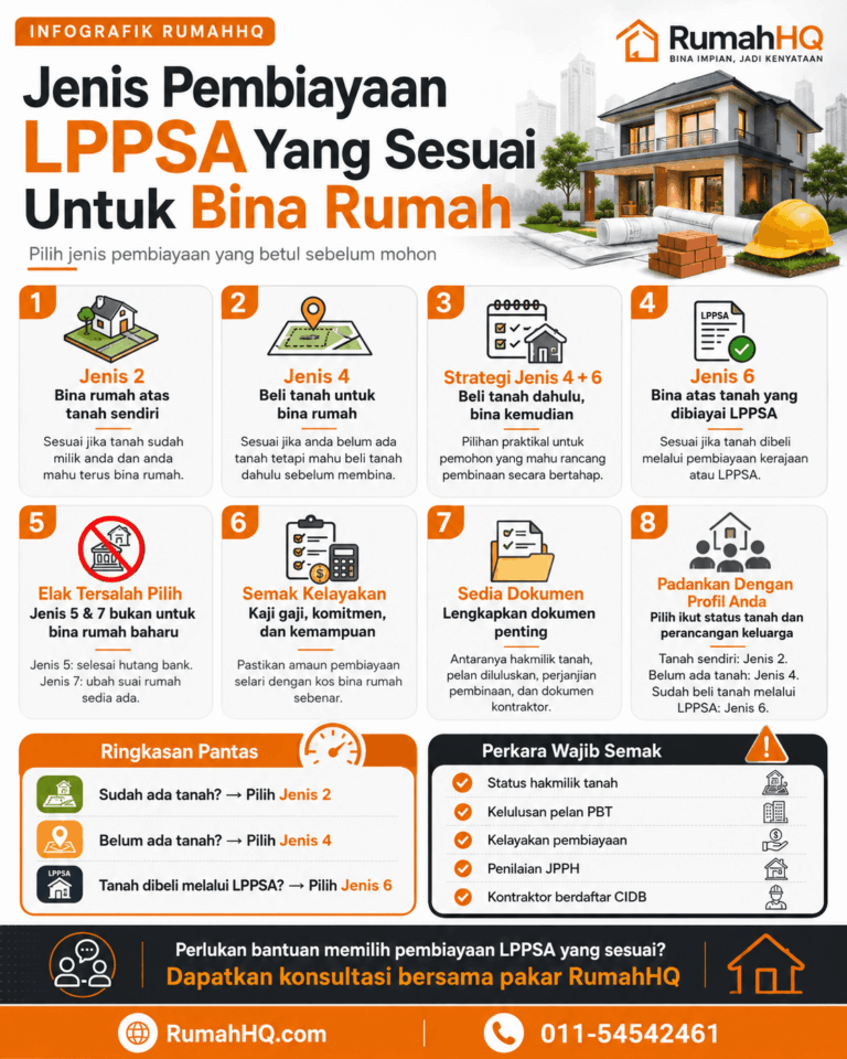 Jenis Pembiayaan LPPSA Untuk Bina Rumah: Ramai Penjawat Awam Salah Pilih — Ini Cara Pilih Yang Betul Sebelum Mohon! | RumahHQ 1 Jenis Pembiayaan LPPSA Untuk Bina Rumah Ramai Penjawat Awam Salah Pilih — Ini Cara Pilih Yang Betul