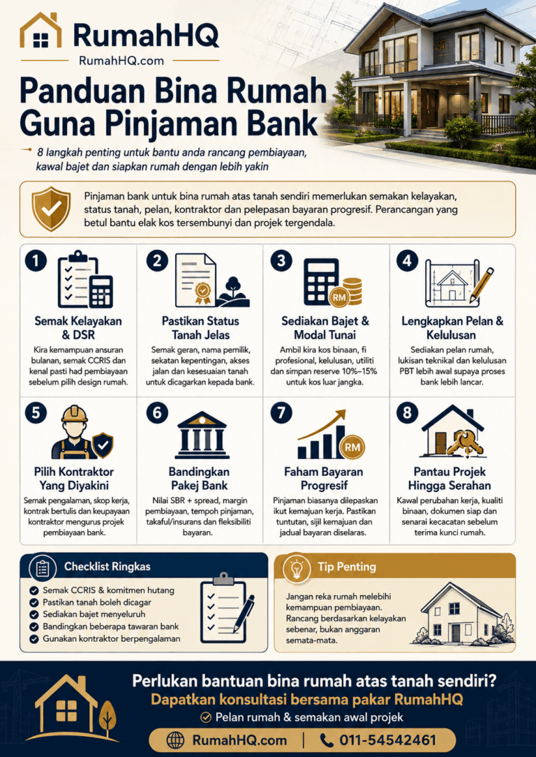 Panduan Bina Rumah Guna Pinjaman Bank 2026: 8 Langkah Lulus Pembiayaan, Elak Duit Tersekat & Siapkan Rumah Dengan Selamat | RumahHQ 5 Panduan Bina Rumah Guna Pinjaman Bank 2026 8 Langkah Lulus Pembiayaan Elak Duit Tersekat Siapkan Rum