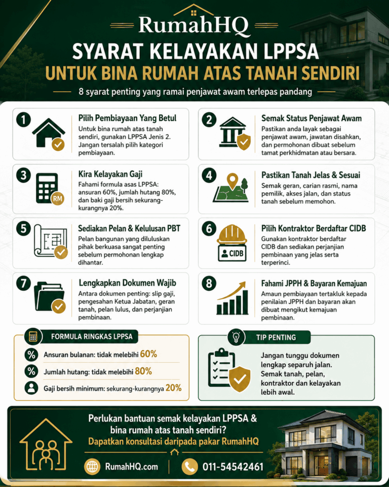 Syarat Kelayakan LPPSA Untuk Bina Rumah Atas Tanah Sendiri: 8 Syarat Penting Yang Ramai Penjawat Awam Terlepas Pandang! | RumahHQ 6 Syarat Kelayakan LPPSA Untuk Bina Rumah Atas Tanah Sendiri 8 Syarat Penting Yang Ramai Penjawat Awam