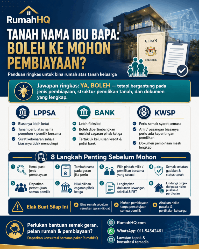 Tanah Masih Atas Nama Ibu Bapa? Ini Cara Mohon Pembiayaan Bina Rumah Tanpa Permohonan Tersangkut! | RumahHQ 5 Tanah Masih Atas Nama Ibu Bapa Ini Cara Mohon Pembiayaan Bina Rumah Tanpa Permohonan Tersangkut
